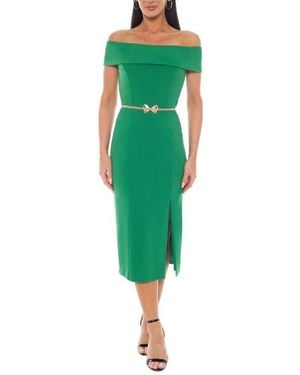 Marina Off The Shoulder Scuba Knit Midi Dress - Green