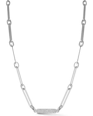 Chloe and Madison Cz Paper Clip Chain Necklace - Metallic