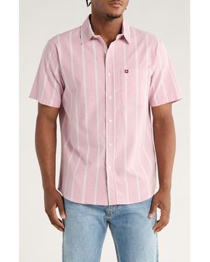 Quiksilver Keel Stripe Classic Fit Short Sleeve Shirt - Pink
