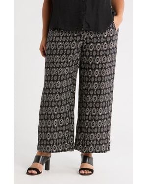 Tahari Patterned Wide Leg Pants - Gray