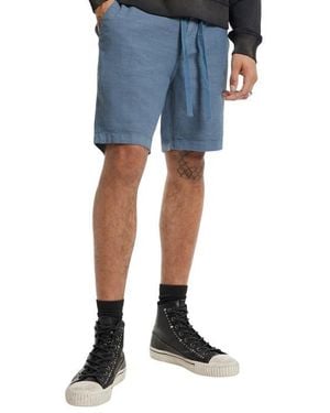John Varvatos Benson Linen Blend Drawstring Shorts - Blue
