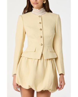 Astr Tweed Fitted Blazer - Natural