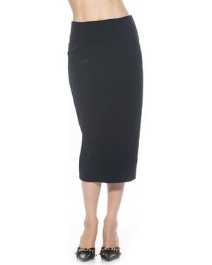 Alexia Admor Velvet Midi Skirt with Slit - Black
