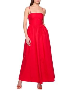 Susana Monaco Open Back Cotton Poplin Maxi Dress - Red
