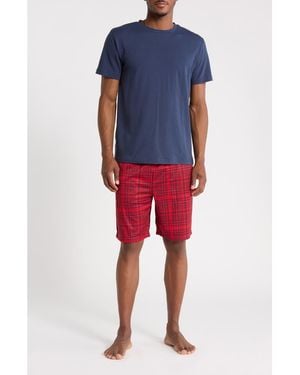 Geoffrey Beene Crewneck Tee And Pajama Shorts Set - Red