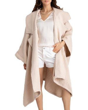 Saachi Waffle Drape Jacket - Natural