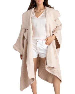 Saachi Waffle Drape Jacket - Natural