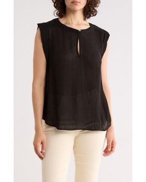 Tahari Cap Sleeve Shirred Top - Black