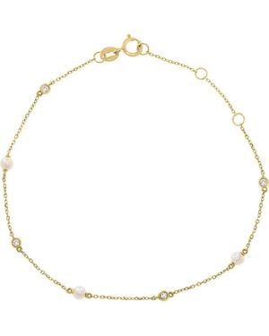 Effy 14K Topaz & Freshwater Pearl Station Bracelet - Metallic
