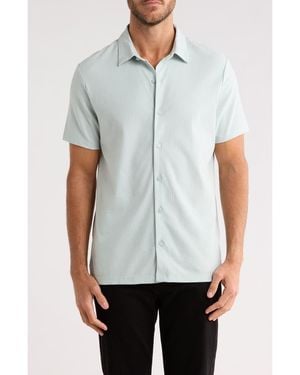 Calvin Klein Stripe Classic Fit Short Sleeve Button-Up Shirt - Blue