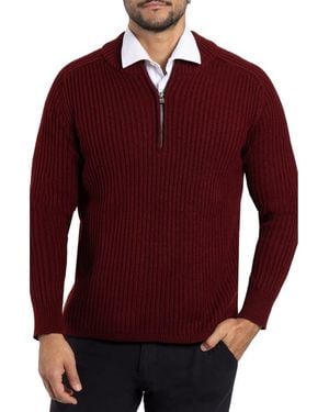 Xray Jeans Rib Quarter Zip Sweater - Red