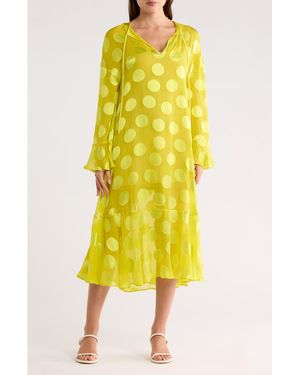 Longchamp Polka Dot Silk Blend Dress - Yellow