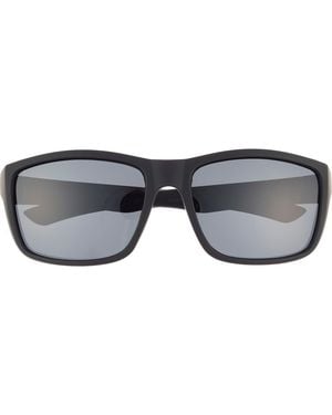 Hurley 52Mm Beveled Polarized Rectangular Wrap Sunglasses - Gray