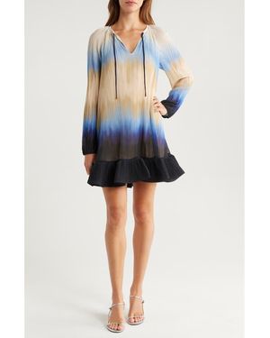 Jonathan Simkhai Adasia Long Sleeve Plissé Minidress - Black