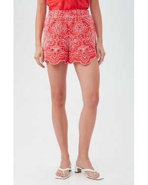 Trina Turk Elani High Waist Shorts - Red