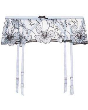 Fleur du Mal Harper Embroidered Garter Belt - White