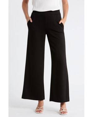 Tahari Scuba Knit Crop Wide Leg Pants - Black
