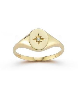Ember Fine Jewelry 14K Diamond Star Signet Ring - Metallic