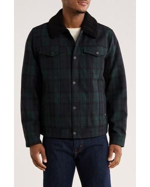 Tommy Hilfiger Plaid Faux Fur Collar Jacket - Black
