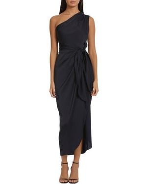 Donna Morgan Draped Skirt One-Shoulder Dress - Black