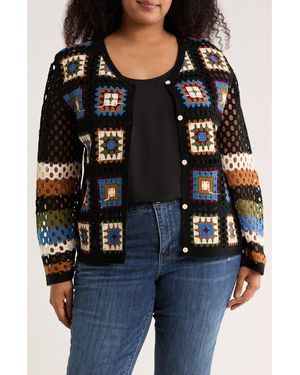 Forgotten Grace Crochet Square Cardigan - Black