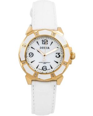 Aquaswiss Diamond Accented Leather Strap Watch - Metallic