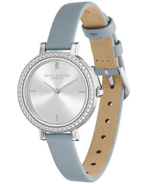 Olivia Burton Art Deco Bead Leather Strap Watch, 30.5Mm - Metallic