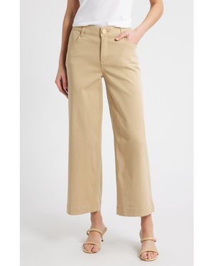 Wit & Wisdom Sam High Waist Ankle Wide Leg Twill Pants - Natural
