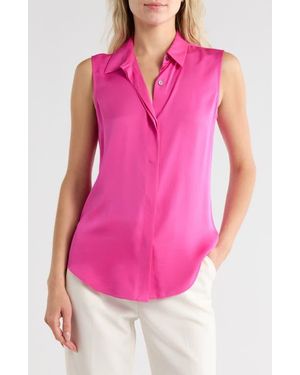 Theory Tanelis Sleeveless Silk Button-Up Shirt - Pink