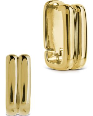Sterling Forever Arianna Ribbed Square Hoop Earrings - Yellow