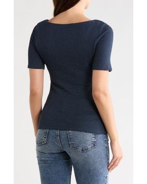 DR2 by Daniel Rainn Boat Neck Knit T-Shirt - Blue