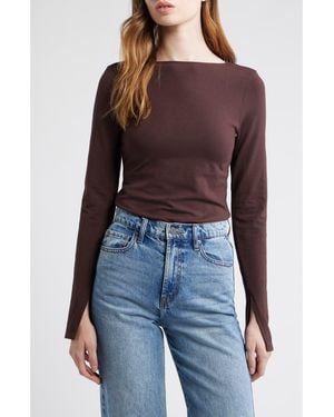 Madewell Long Sleeve Scoop Back T-Shirt - Purple
