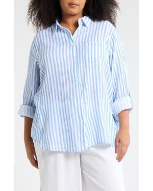 Beach Lunch Lounge Alena Cotton Button-Up Shirt - Blue