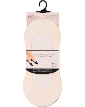 Laundry by Shelli Segal 5-Pack Scalloped Laser Cut Liner Socks - Pink