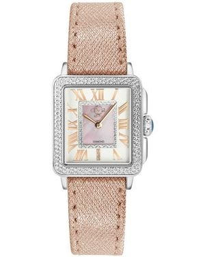 Gv2 Padova Swiss Diamond Rectangle Leather Watch, 28.5Mm - White