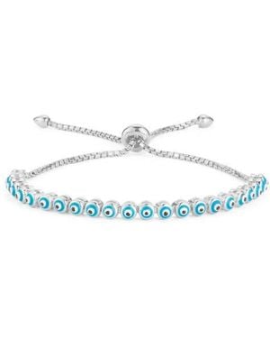 Sphera Milano Sterling Enamel Evil Eye Slider Bracelet - Metallic