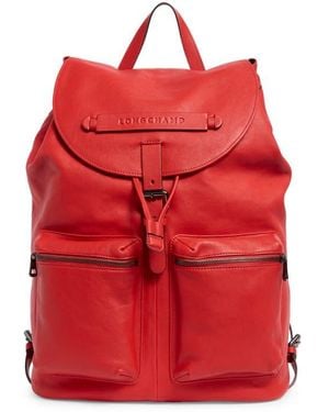 Longchamp 3D Leather Backpack - Red
