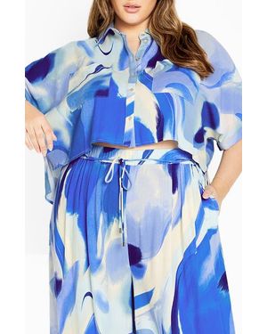 City Chic Esme Cropped Shirt - Blue