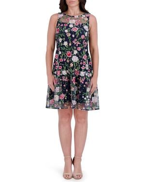 Kensie Embroidered Sleeveless Dress - Black