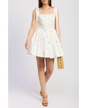 En Saison Nellie Embroidered Cotton Poplin Minidress - White
