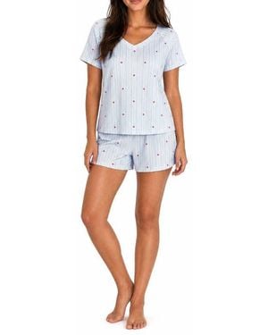 LOFT V-Neck Tee & Shorts Pajama Set - Blue