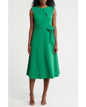 Marina Scuba Knit Fit & Flare Midi Dress - Green