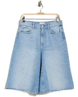 DL1961 Lucila Raw Hem Denim Bermuda Shorts - Blue
