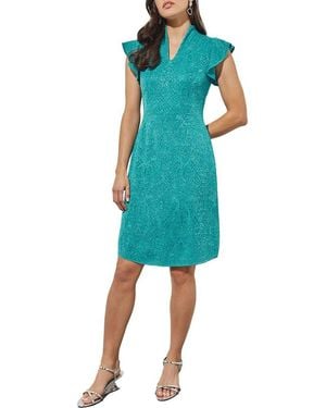 Ming Wang Jacquard Sheath Sweater Dress - Blue