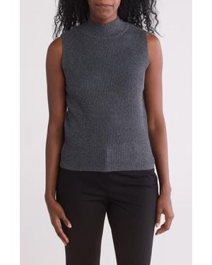 Halogen® Mock Neck Sleeveless Rib Top - Blue