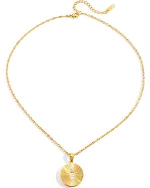 LA MENO Radiant Disc Pendant Necklace - Metallic