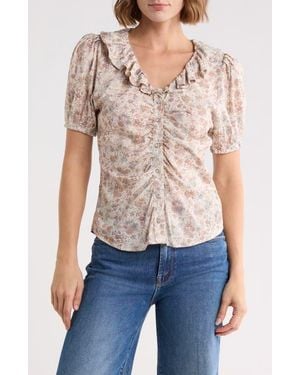 Joie Floral Ruffle Shirt - Blue