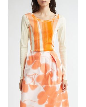 Marimekko Kuulto Vire Long Sleeve Knit Top - Orange