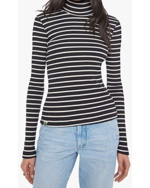 Mother The Long Sleeve Hickey Mock Neck Top - Black