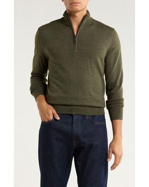 Brooks Brothers Swift Merino Wool Half Zip Pullover - Green